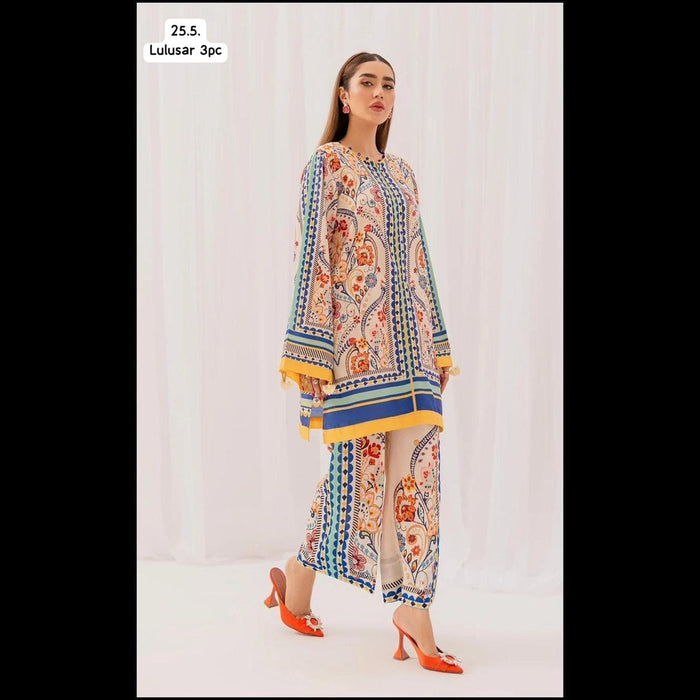 Lulusar Silk 3-Piece Collection – Floral Digital Printed