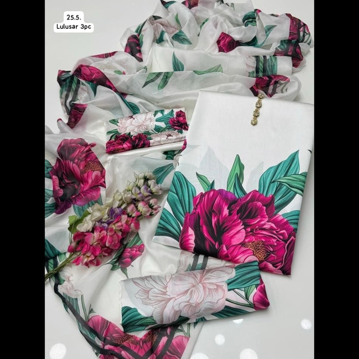 Lulusar Silk 3-Piece Collection – Floral Digital Printed