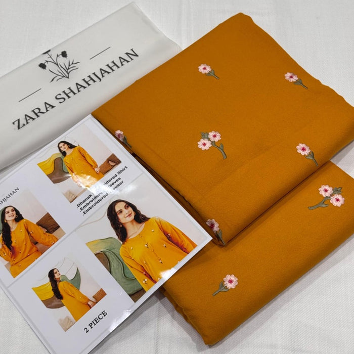 Zara Shahjahan Winter Collection 2024 – 2-Piece Embroidered Dhanak Unstitched