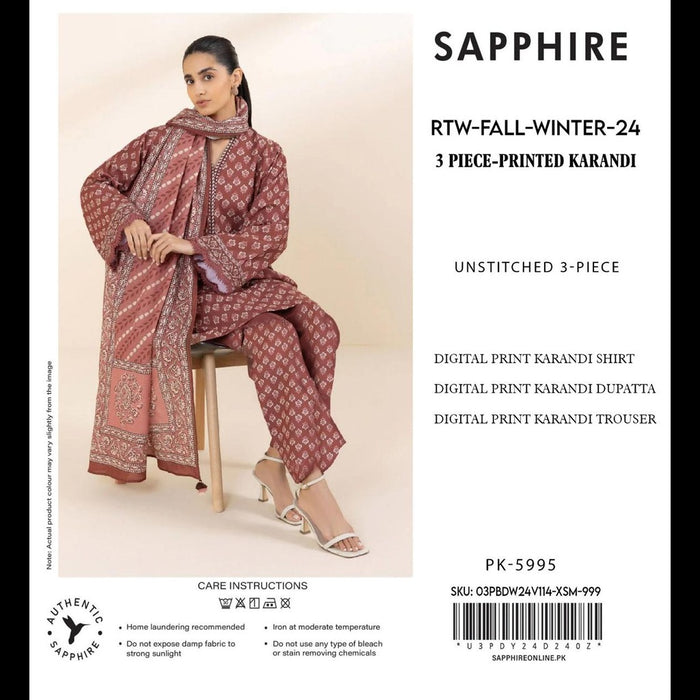 Sapphire Karandi Slub Banadora Style Collection 2024