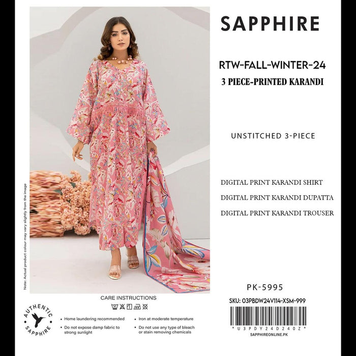 Sapphire Karandi Slub Banadora Style Collection 2024