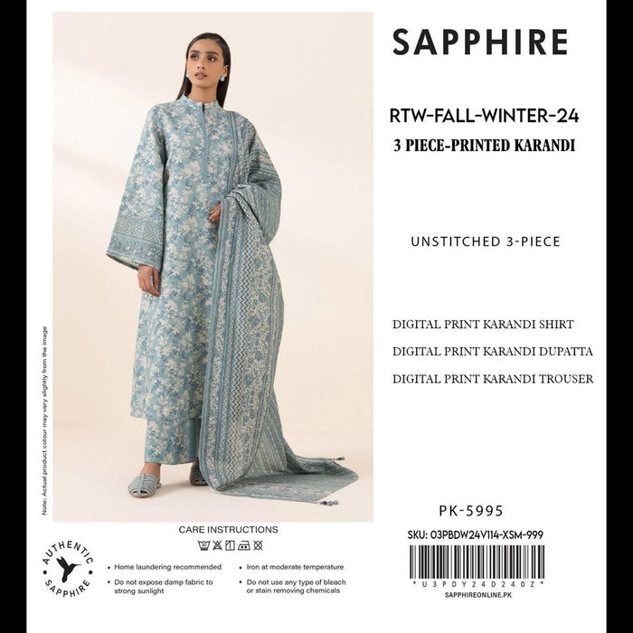 Sapphire Karandi Slub Banadora Style Collection 2024