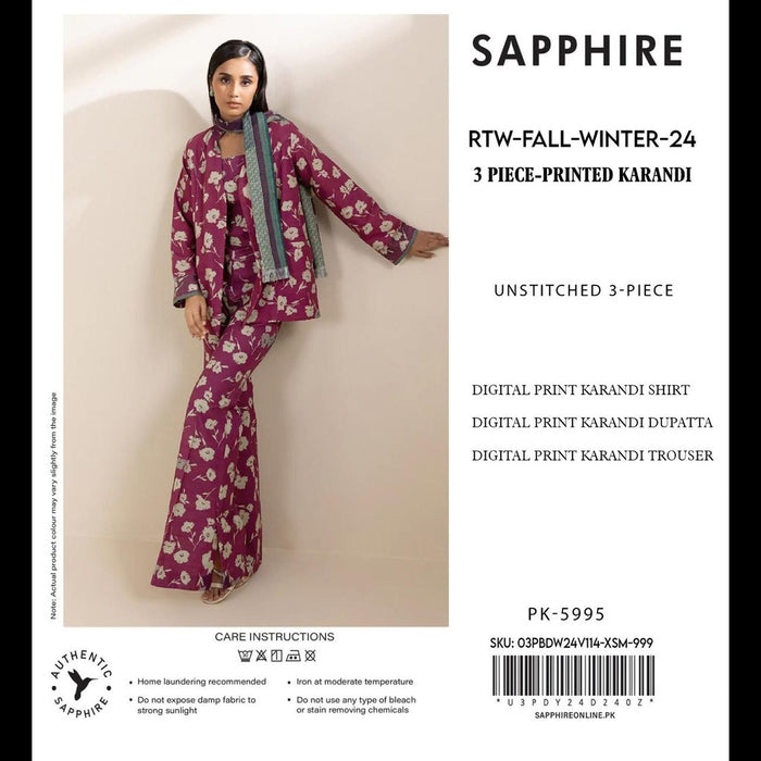 Sapphire Karandi Slub Banadora Style Collection 2024