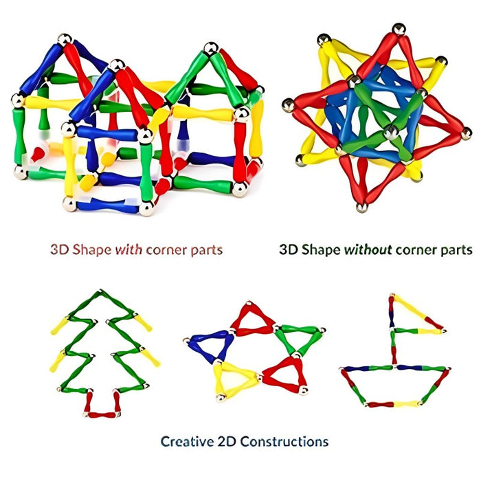 124Pcs Master 3D Stimulating Magnetic Building Construction Sticks And Balls Set