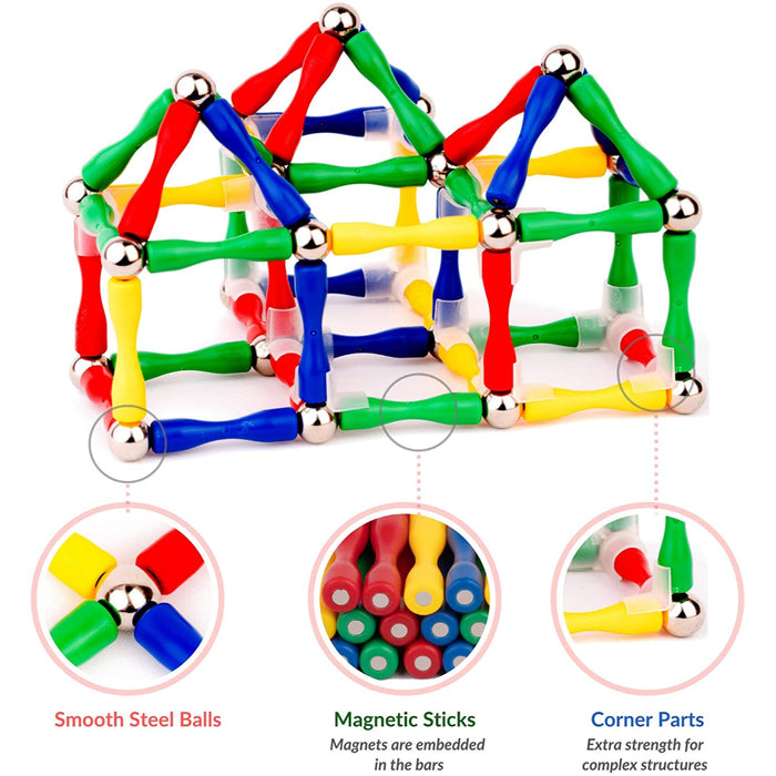 124Pcs Master 3D Stimulating Magnetic Building Construction Sticks And Balls Set