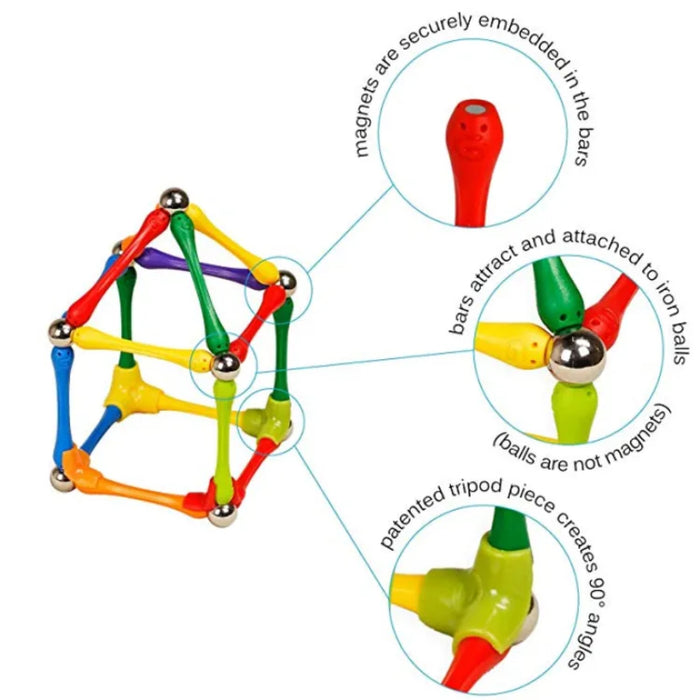 124Pcs Master 3D Stimulating Magnetic Building Construction Sticks And Balls Set