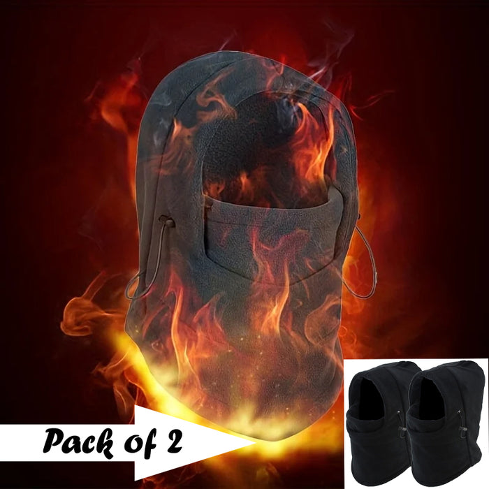 Pack Of 2 Pcs 6 In 1 Unisex Winter Fleece Thermal Balaclava Ski Snood Hood Neck Warmer Hats