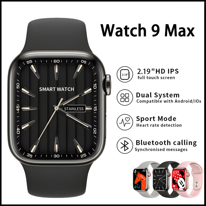 Watch 9 Max Series 9 Big 2.19-Inch Narrow Edges Screen, Bluetooth Calling, Wireless Charging Smartwatch