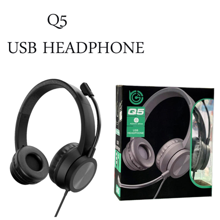 Q5 USB Wired Headphone With Microphone