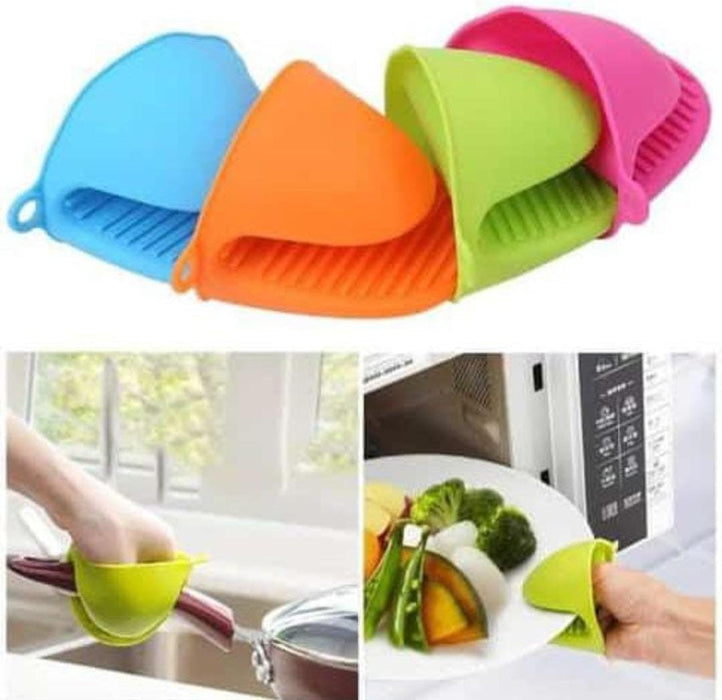 Silicone Heat Resistant Gloves Clips Insulation Non Stick Anti-slip Pot Bowel Holder Clip Cooking Baking Oven Mitts – Pair (random Color)