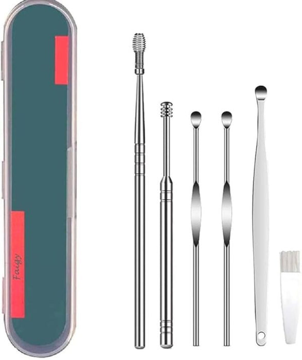 Ear Wax Removal Kit, 6-in-1 Ear Pick Tools Curette Cleaner Reusable Ear Cleaner, Stainless Steel Ear Wax Remover With Storage Case