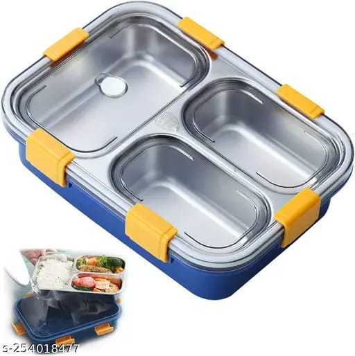 Stainless Steel Lunch Box Premium | Lunch Boxes With Removable Inner Plate Reusable For Adults, Kids Leakproof Reusable Microwave Freezer Safe (random Color)