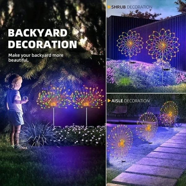 200led Solar Firework Light Waterproof Outdoor 8 Lighting Modes Fairy String Light Christmas Solar Lights Garden Decoration