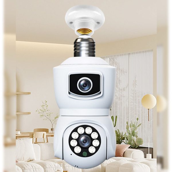 4k Wireless Wifi Dual-lens Security Camera With 3mp Lens | Bulb Camera | 360 Degree