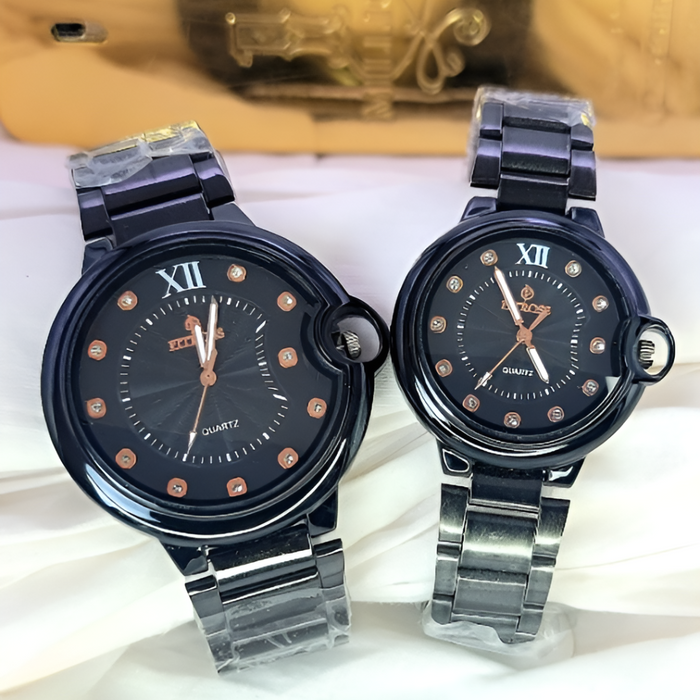 Fitros Couple Watch | Wrist Watch For Both Men & Women (black)