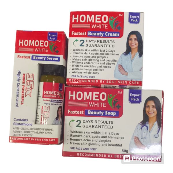 Homeo White Beauty Pack: Cream, Soap, And Serum For Radiant Skin