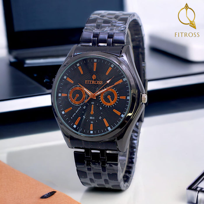 (without Box) Fitross Watch For Men Chronograph Stainless Steel Strap Luminous Quartz Watch