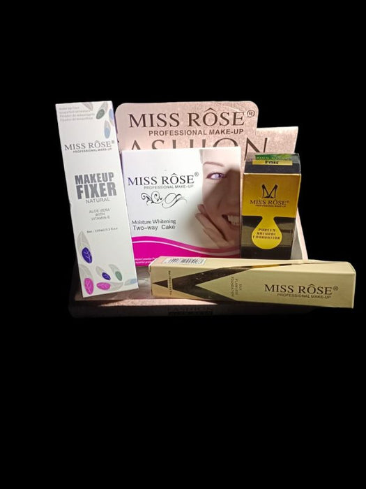 (miss Rose Beauty Deal )flawless Coverage With Whitening Two-way Cake, Makeup Fixer, And Silk Flawless Foundation”