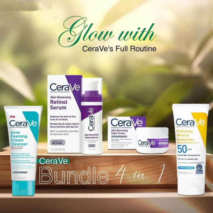 CeraVe 4-in-1 Kit , Night Cream, Sunblock, Cleanser, and Serum