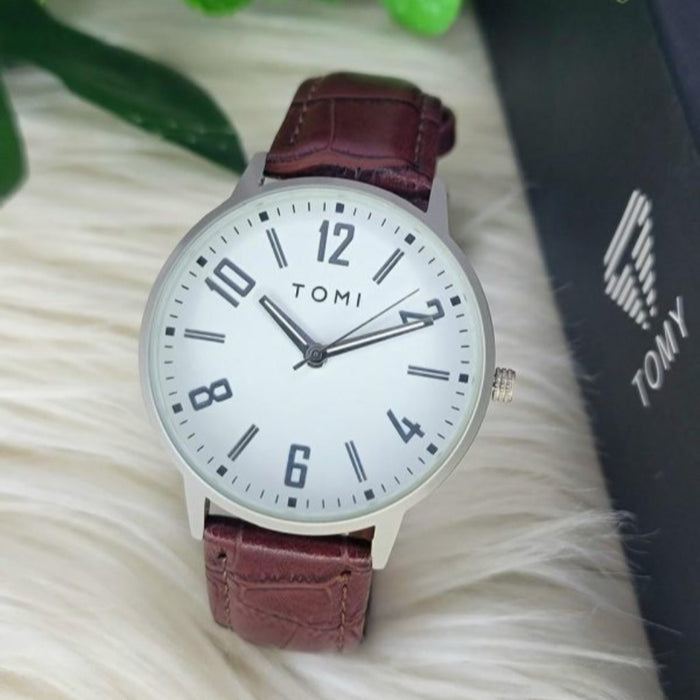 Tomi Stylish Watch Leather Strap With Box