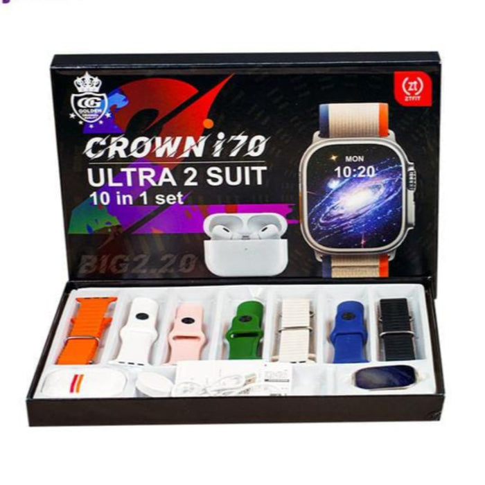 Crown i70 Ultra 2 Suit 10+1 Set – Smart Watch and Airpods