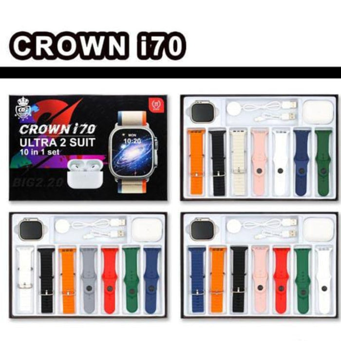 Crown i70 Ultra 2 Suit 10+1 Set – Smart Watch and Airpods