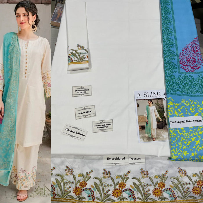 3-Piece Unstitched-Dhanak