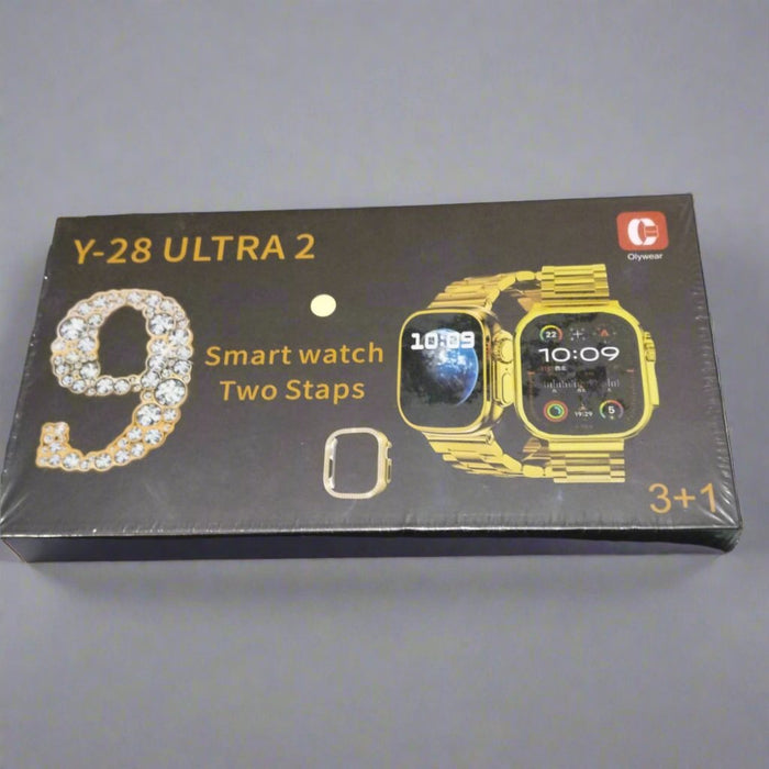 Y28 Ultra 2 Smart Watch with 3+1 Smart Watch Two Straps – Golden Edition