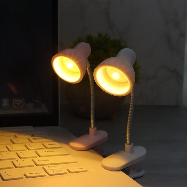 1pc Mini Led Clamp Reading Lamp Night Lights (random Color)