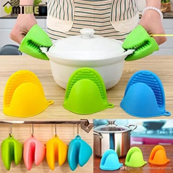 Silicone Heat Resistant Gloves Clips Insulation Non Stick Anti-slip Pot Bowel Holder Clip Cooking Baking Oven Mitts – Pair (random Color)