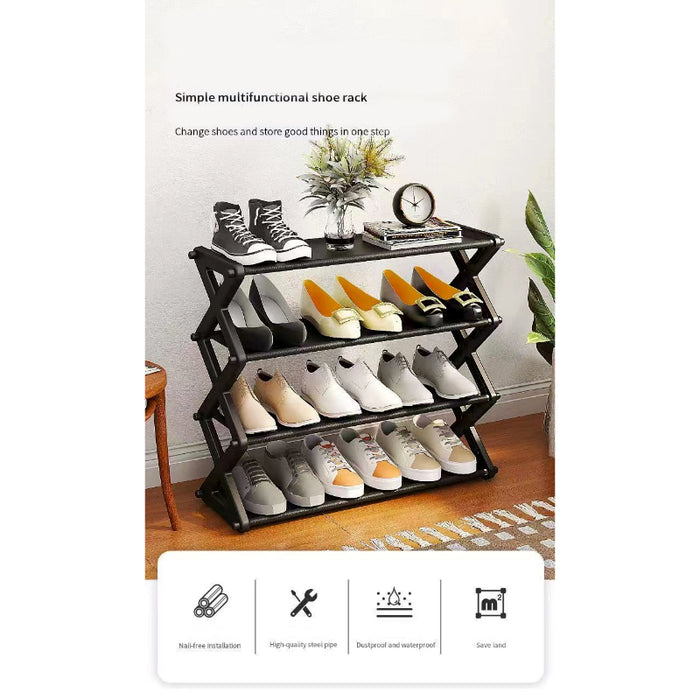 4 Layers X-Type Foldable Fashion Shoe Organizer Stand