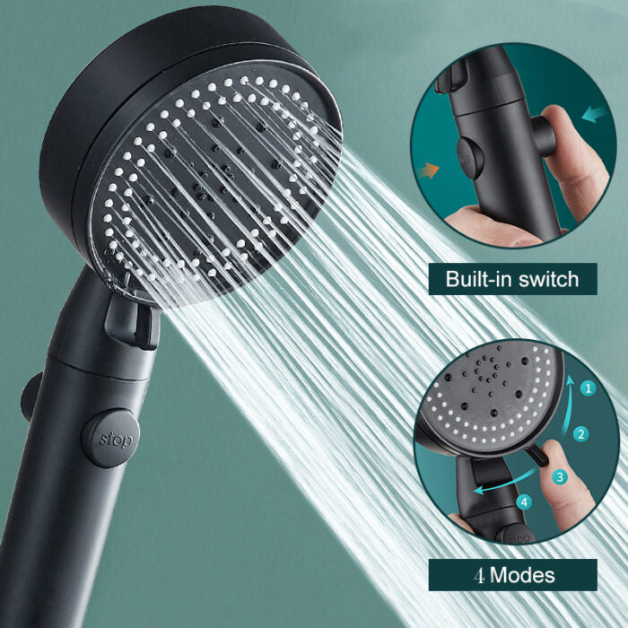 4-In-1 Multi-Functional High-Pressure Shower Head Featuring Adjustable Water Flow And Pressure