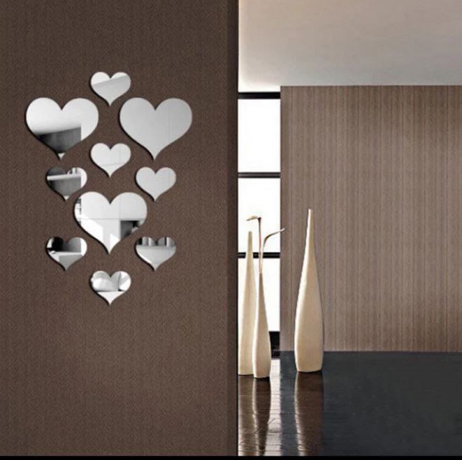 Acrylic Mirror Wall Stickers ( Heart Shaped )