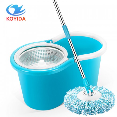 360 Spin Mop Bucket Set Portable Double Drive Stainless Steel Bucket Hand Pressure Rotation