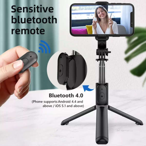 Selfie Stick With Led Light Wireless Bluetooth Foldable Mini Tripod Stand Mobile Holder With Fill Light Shutter Remote Control For Ios Android