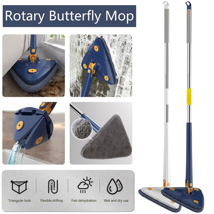 Adjustable 360 Degree Rotatable Butterfly Triangle Cleaning Mop