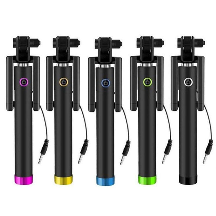 Folding Wired Selfie Stick Handheld Monopod Extendable Mini Mobile Phone Stick