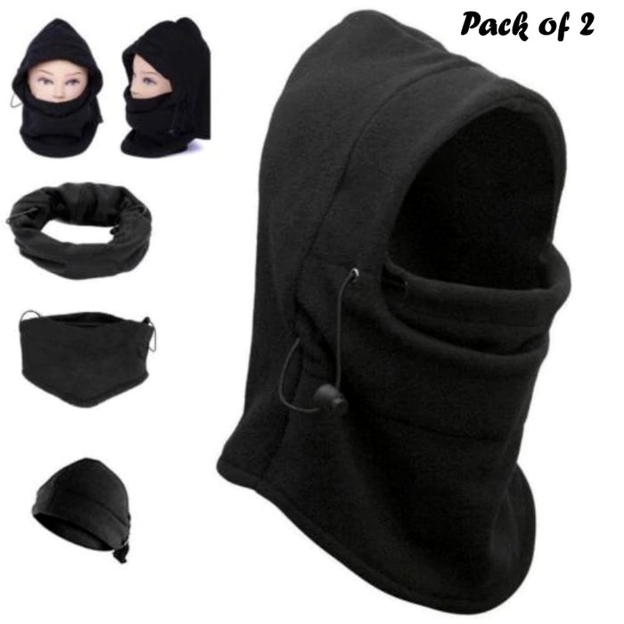 Pack Of 2 Pcs 6 In 1 Unisex Winter Fleece Thermal Balaclava Ski Snood Hood Neck Warmer Hats