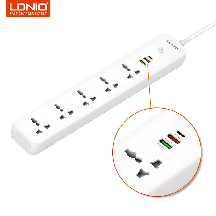 LDNIO SC5319 Power Strip 2500W Multi-Socket Extension With 5 AC Outlets And 3 USB Ports