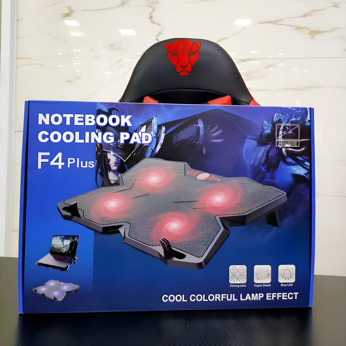 F4 Plus Notebook Cooling Pad Ultimate Cooling Power With Silent Operation And Vibrant LED Effects