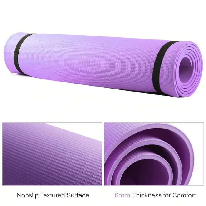 68 X 24 Inches Yoga Mat Fitness Pad 6mm Thick EVA Foam Non-Slip Exercise Fitness Mat