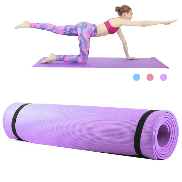 68 X 24 Inches Yoga Mat Fitness Pad 6mm Thick EVA Foam Non-Slip Exercise Fitness Mat