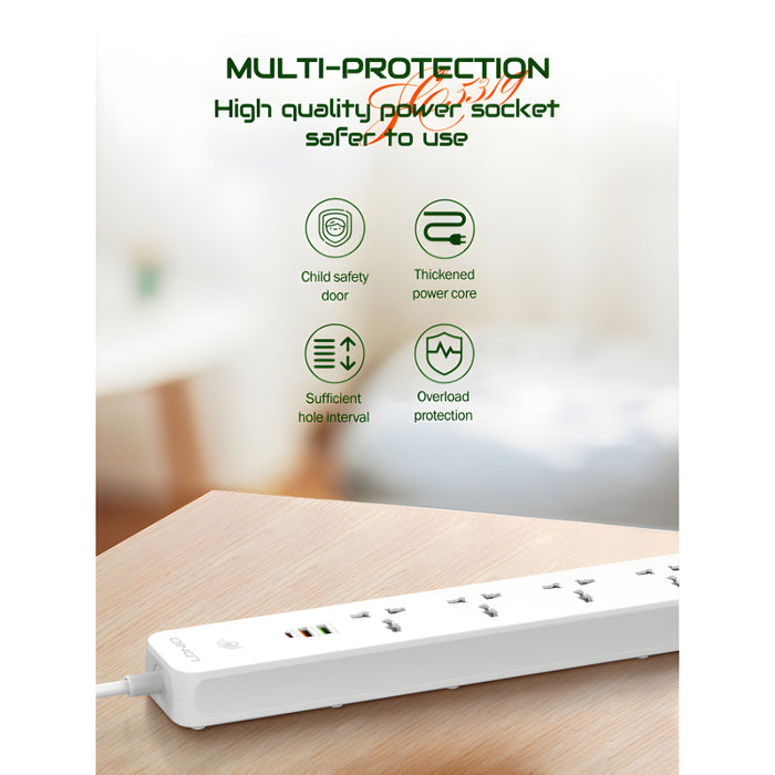 LDNIO SC5319 Power Strip 2500W Multi-Socket Extension With 5 AC Outlets And 3 USB Ports