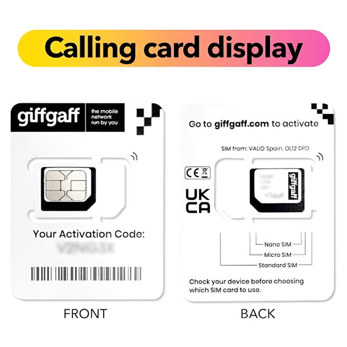 Giffgaff UK SIM Card for Pakistan - Nano SIM with UK Number, Easy Activation & OTP Support