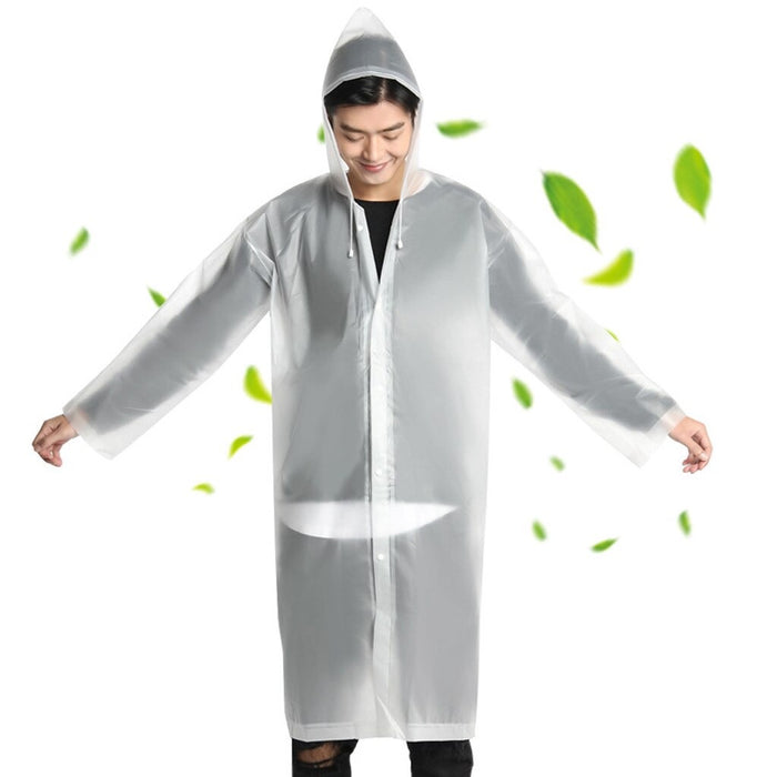 Unisex EVA Raincoat Waterproof Rain Poncho Coat Adult Clear Transparent Hoodie Rainwear Suit