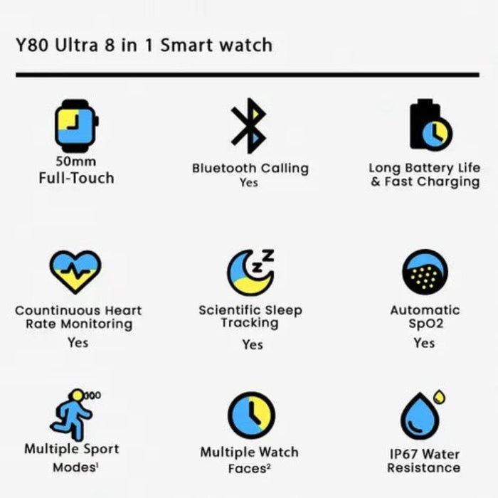 Stylish Y80 Ultra smartwatch for men and women